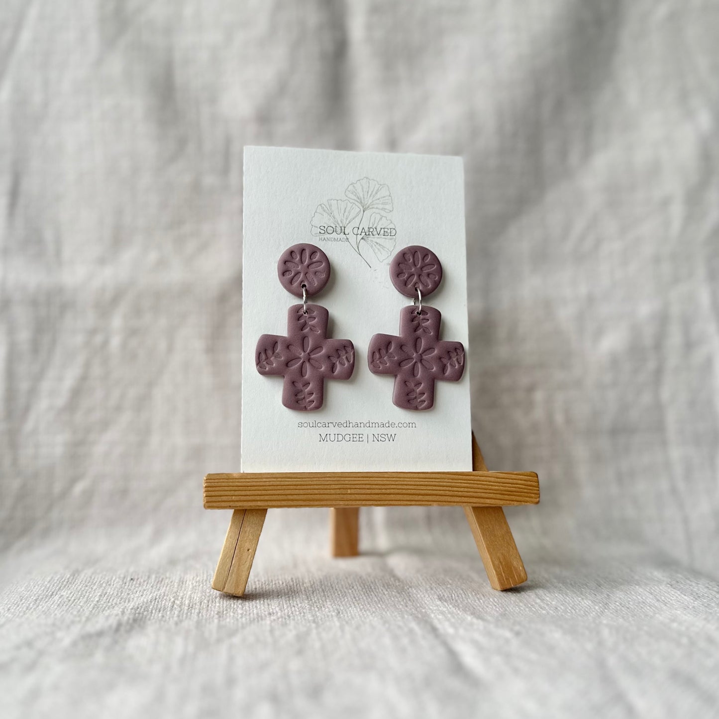 Sage Floral Cross Drops