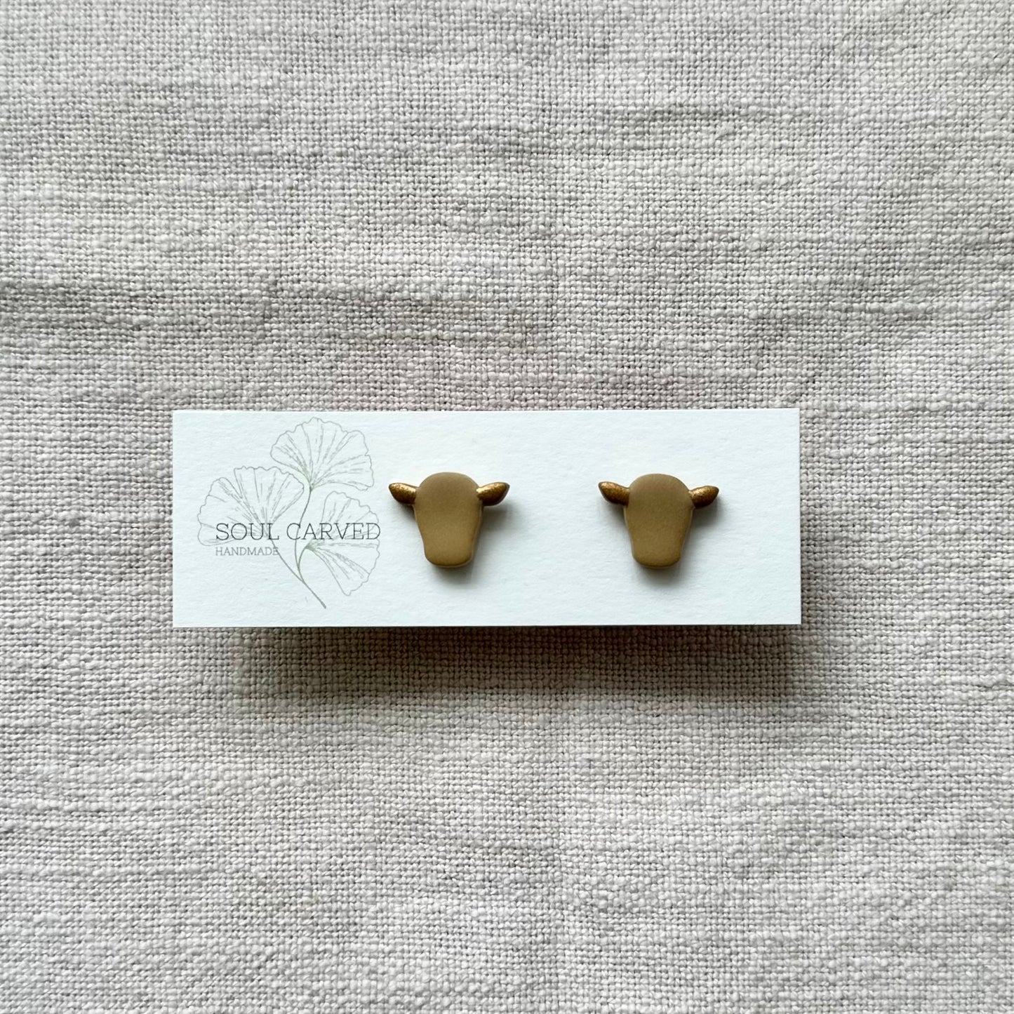 Mini Bull Head Studs - Gold