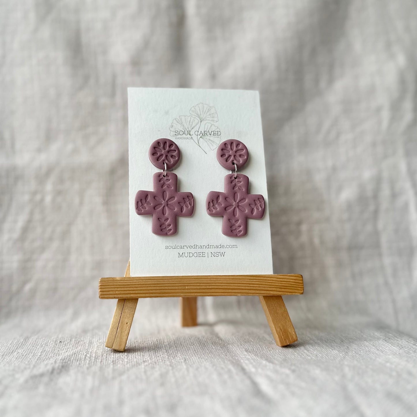 Sage Floral Cross Drops