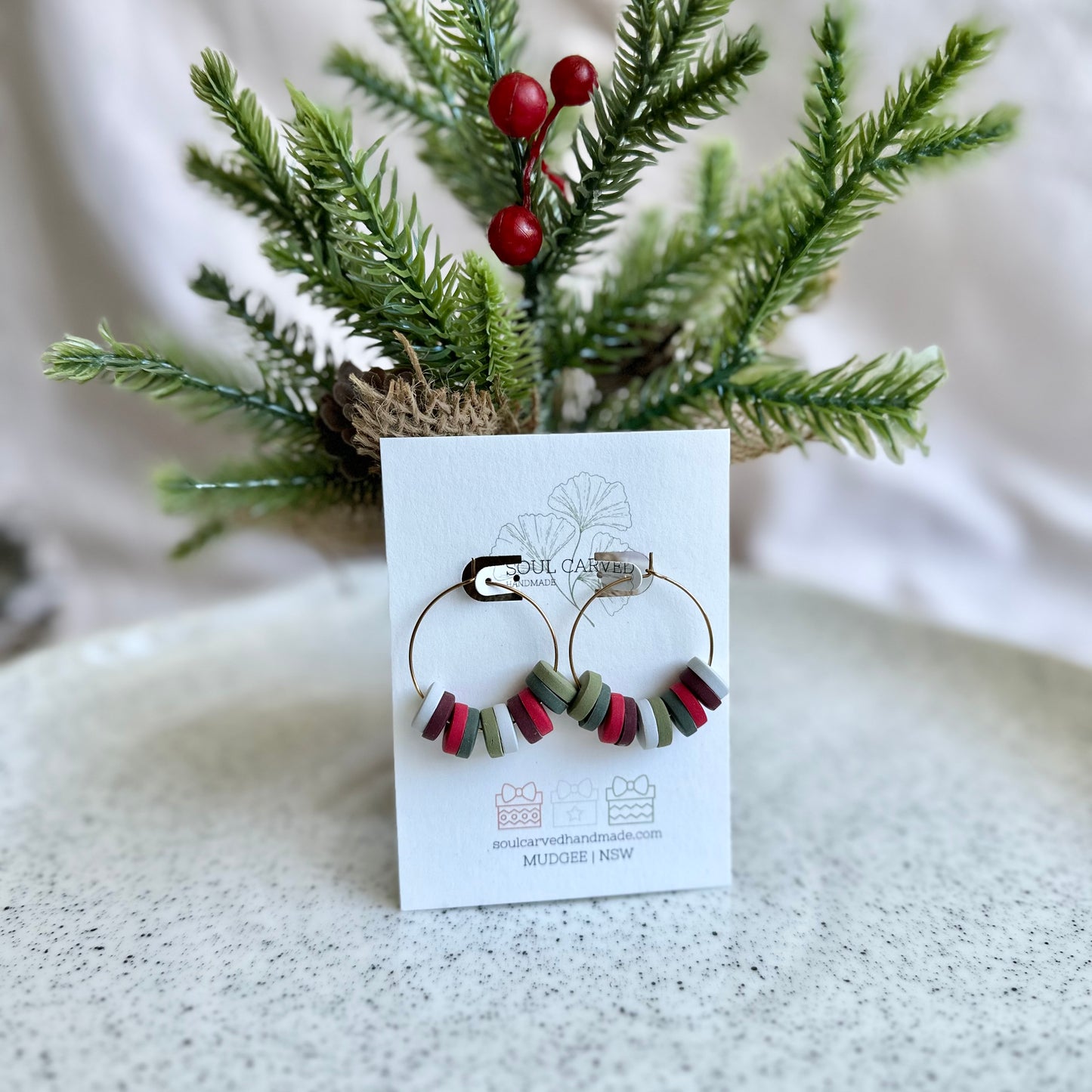 Christmas Beaded Hoops