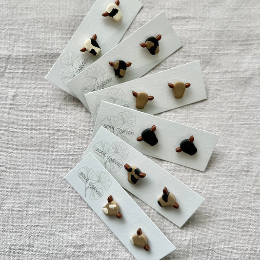 Mini Bull Head Studs - Bronze