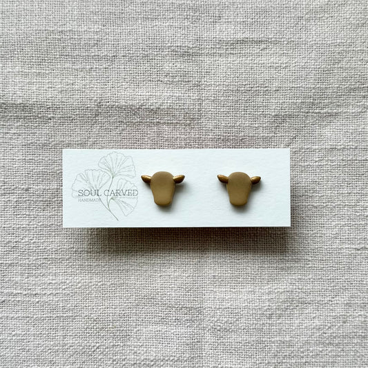 Mini Bull Head Studs - Gold