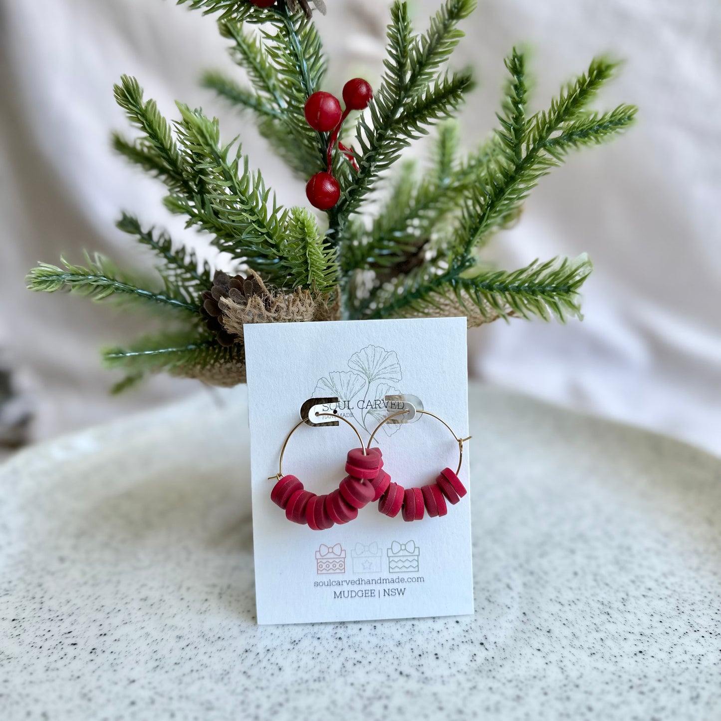 Christmas Beaded Hoops