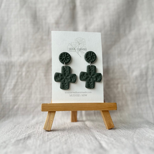 Sage Floral Cross Drops