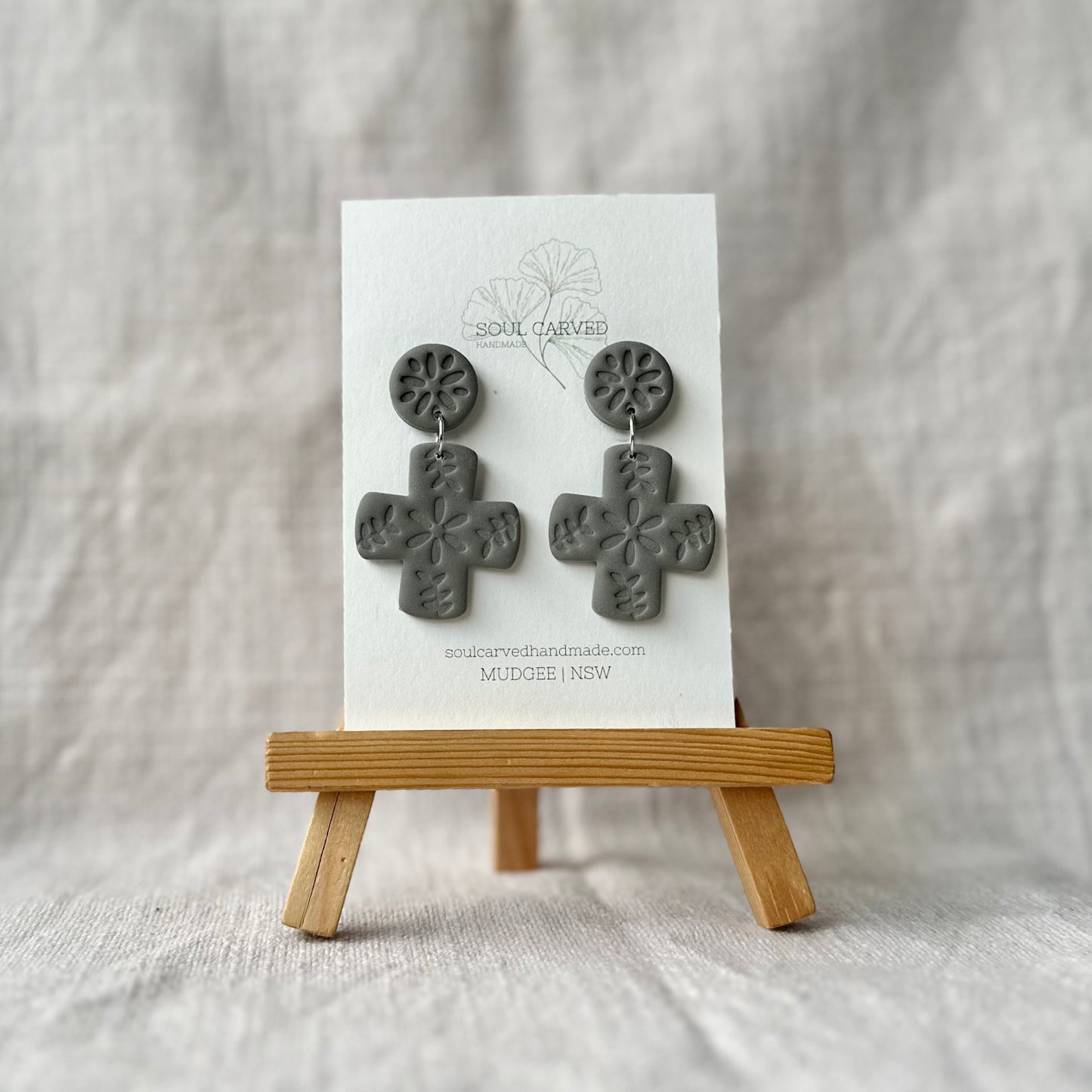 Sage Floral Cross Drops