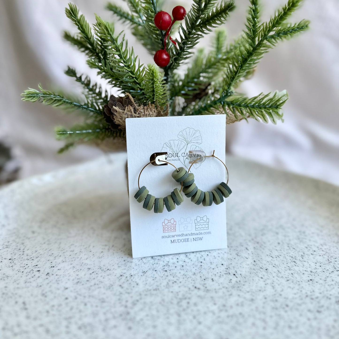 Christmas Beaded Hoops