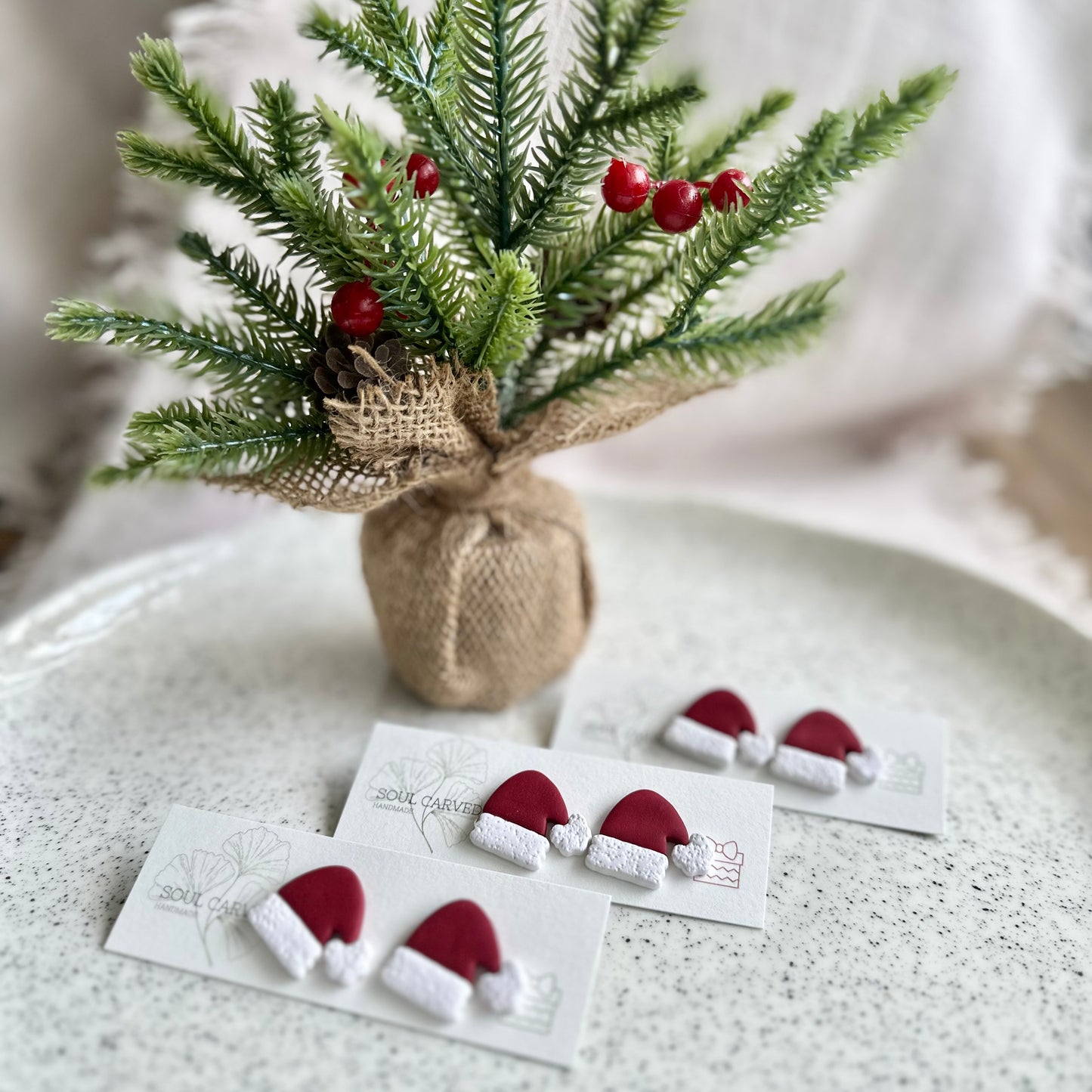 Mini Santa Hat Studs