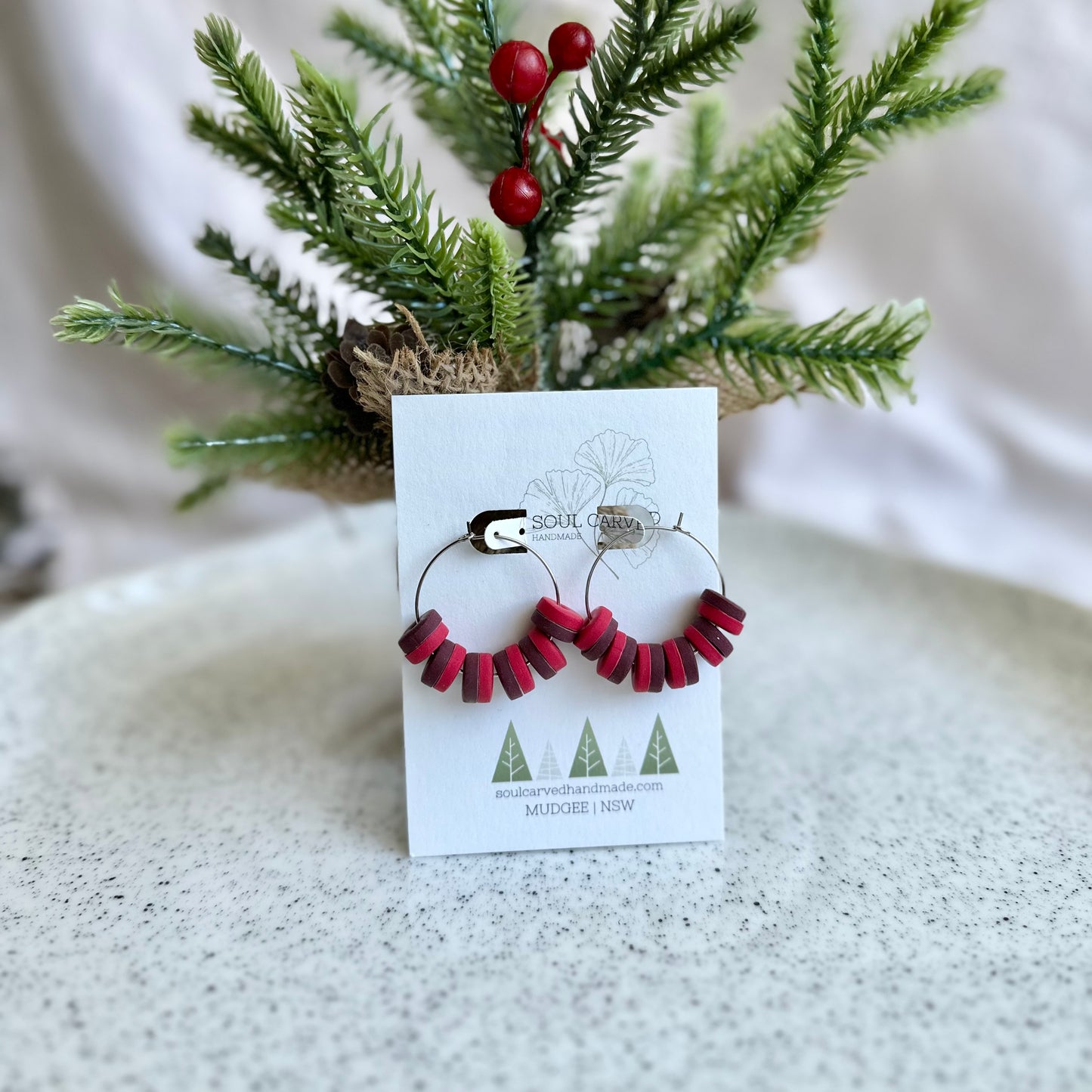 Christmas Beaded Hoops