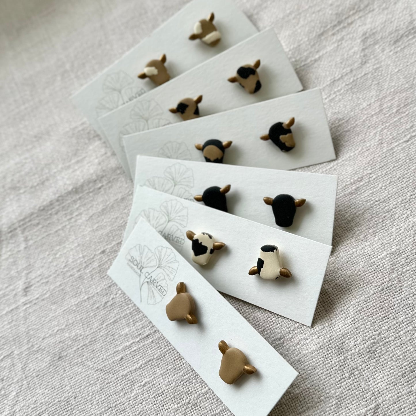 Mini Bull Head Studs - Gold