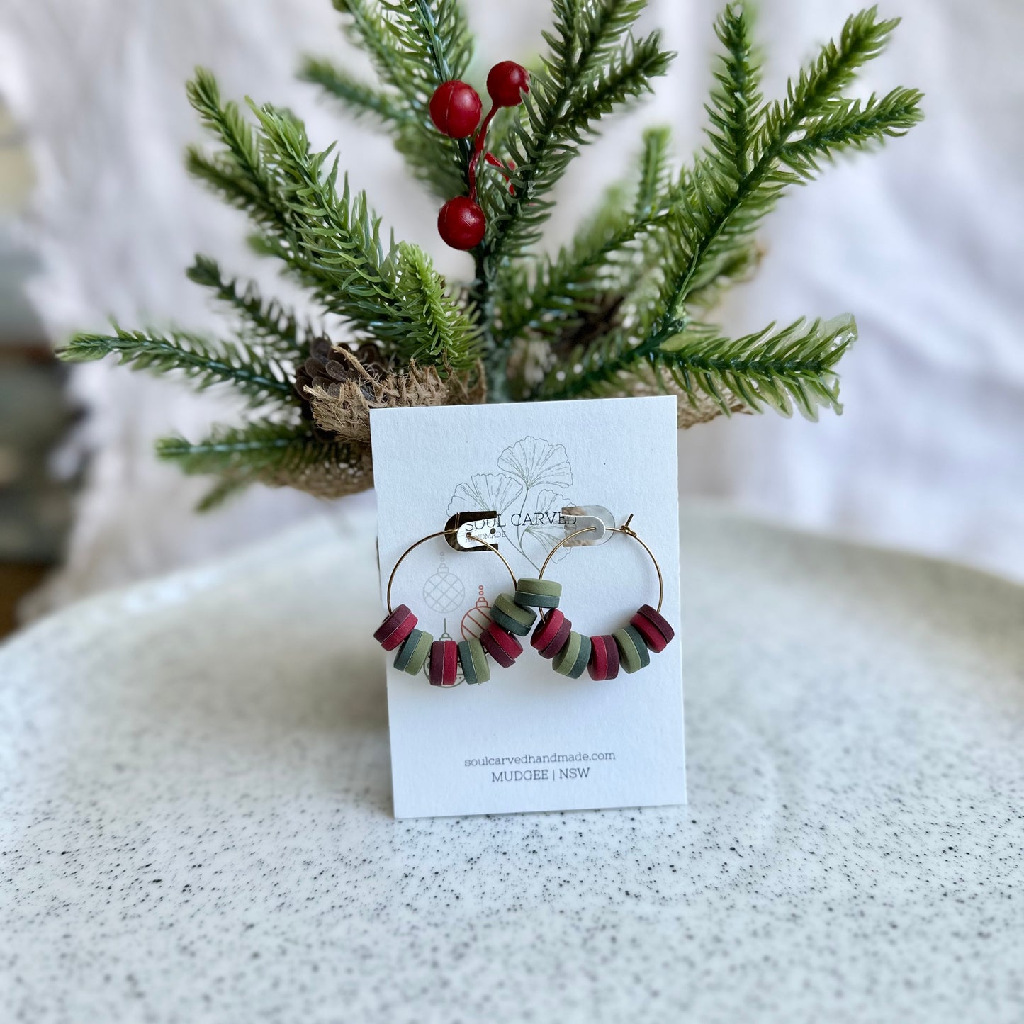 Christmas Beaded Hoops